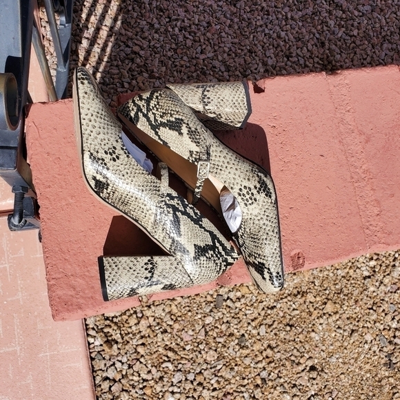Franco Sarta Hinto Snake Leather Print‎ Sz. 9 3" Heeled Pump - Picture 6 of 11